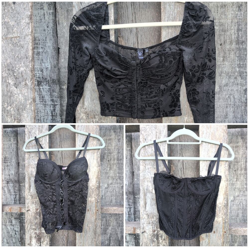 Black Lace Goth Fairy Corset Tops (3) Underwire Size S/XS